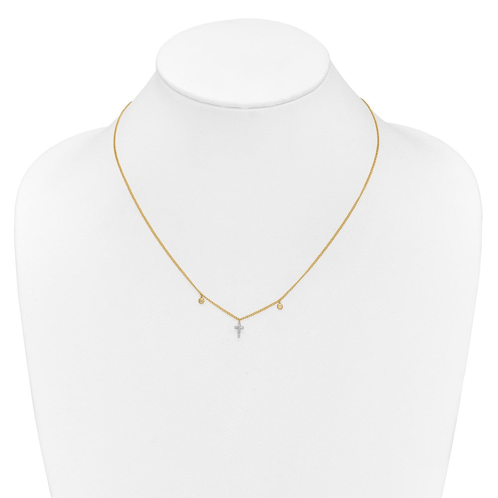 10K Gelbgold Diamant Kreuz 18 Zoll Halskette