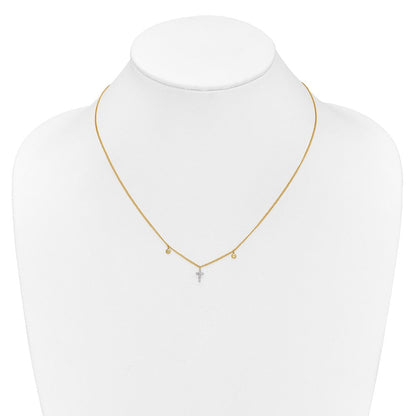10K Gelbgold Diamant Kreuz 18 Zoll Halskette