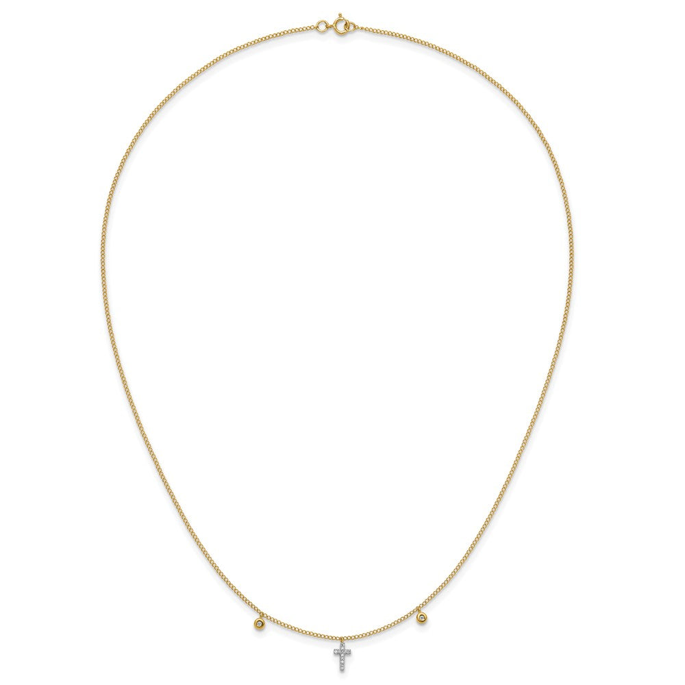10K Gelbgold Diamant Kreuz 18 Zoll Halskette