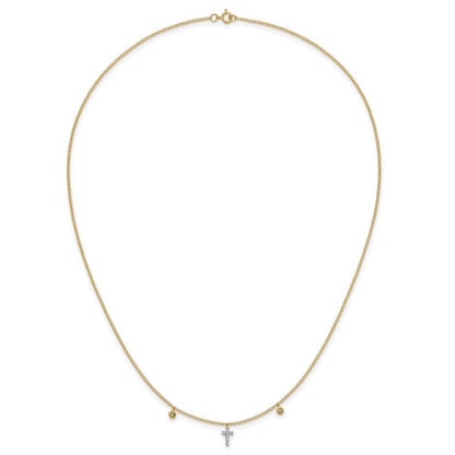 10K Gelbgold Diamant Kreuz 18 Zoll Halskette