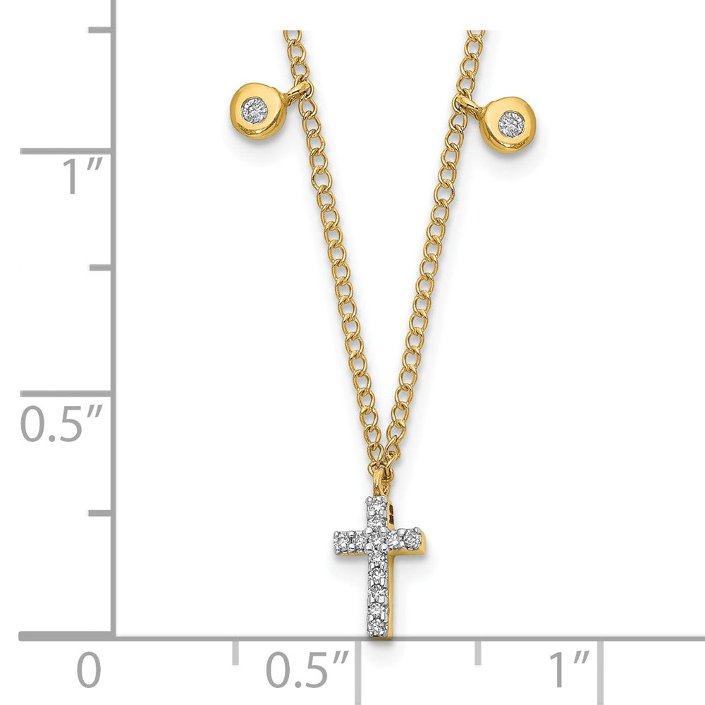 10K Gelbgold Diamant Kreuz 18 Zoll Halskette