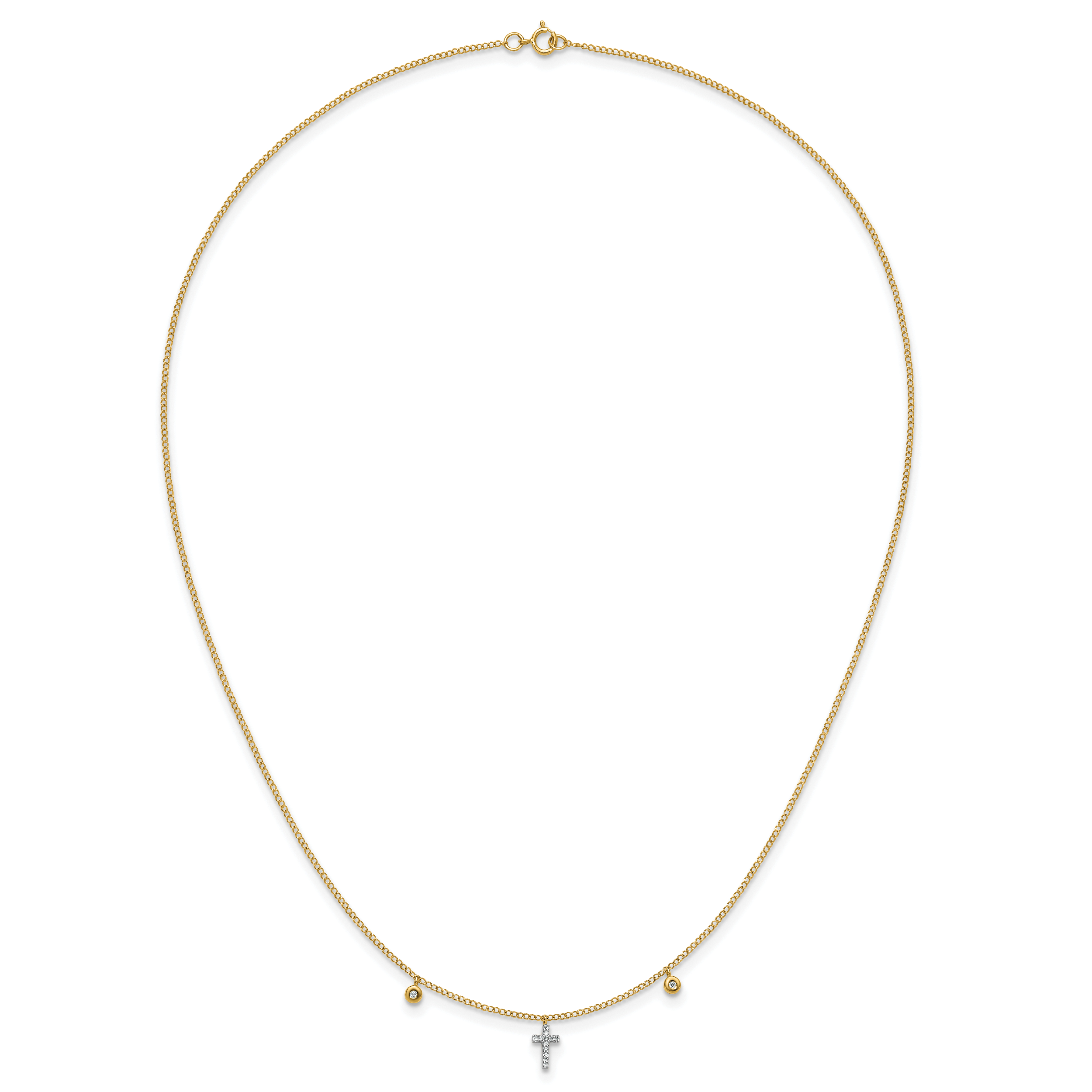 14K Gelbgold Echt Diamant Kreuz 18 Zoll Halskette