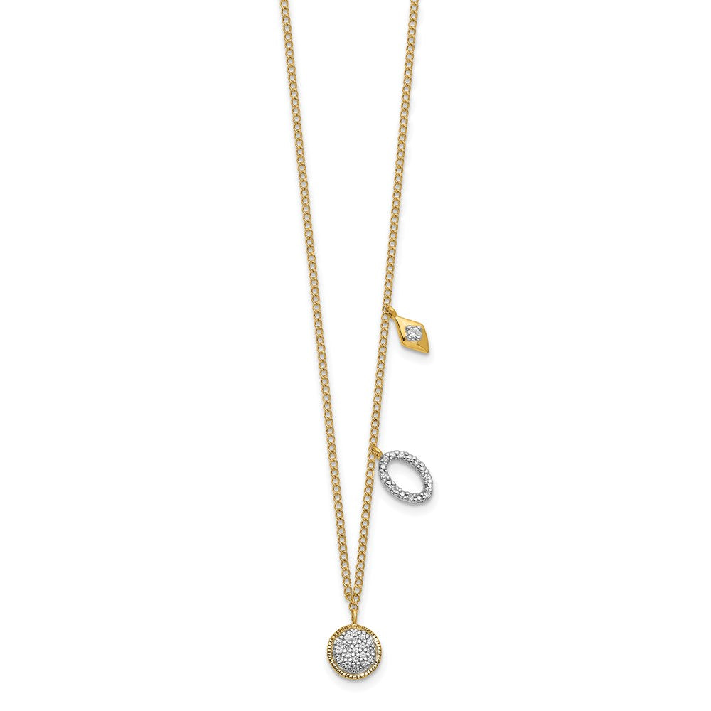 14K Gelbgold Echt Diamant Kreise 18 Zoll Halskette