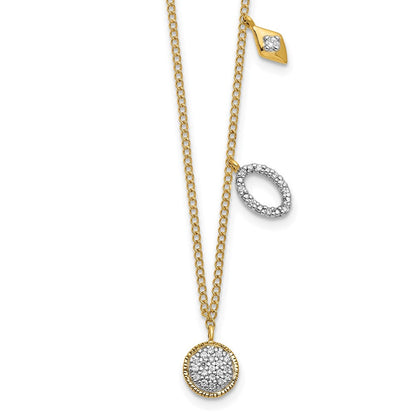 14K Gelbgold Echt Diamant Kreise 18 Zoll Halskette