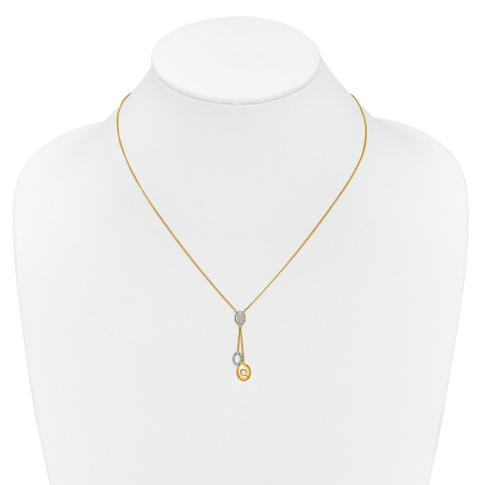 14K Gelbgold Echt Diamant Kreise 18 Zoll Hängend Halskette