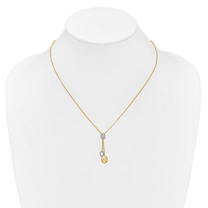 14K Gelbgold Echt Diamant Kreise 18 Zoll Hängend Halskette