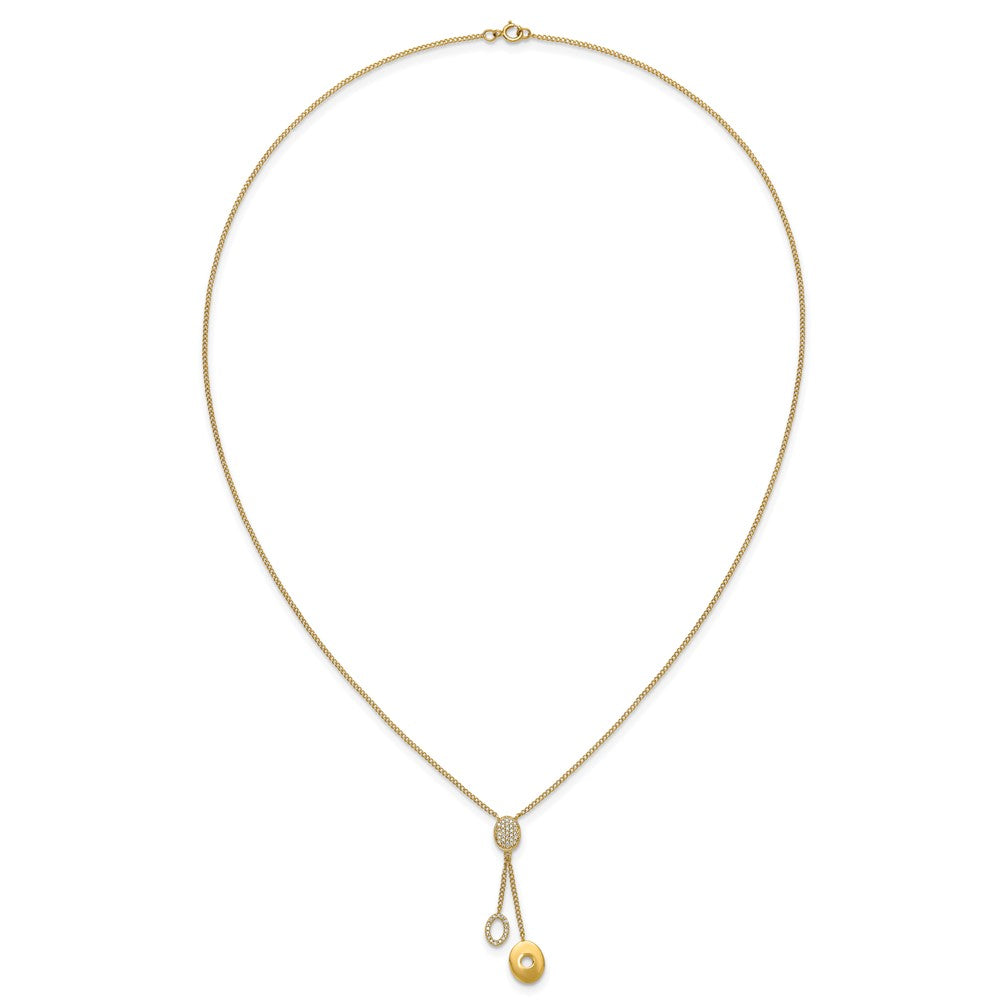 14K Gelbgold Echt Diamant Kreise 18 Zoll Hängend Halskette