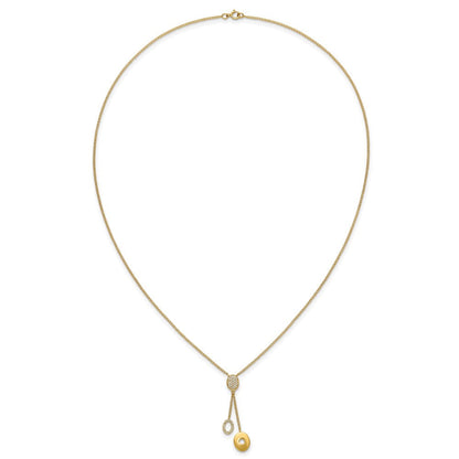 14K Gelbgold Echt Diamant Kreise 18 Zoll Hängend Halskette