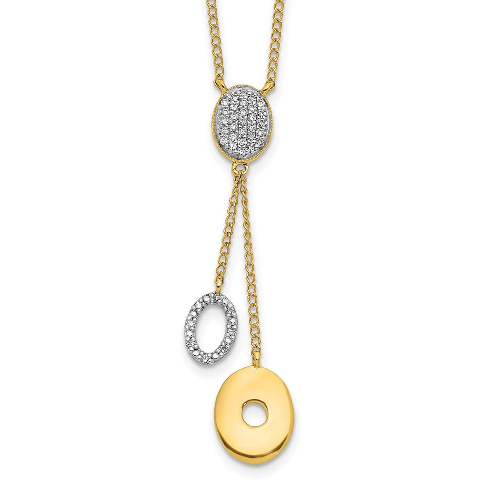 14K Gelbgold Echt Diamant Kreise 18 Zoll Hängend Halskette