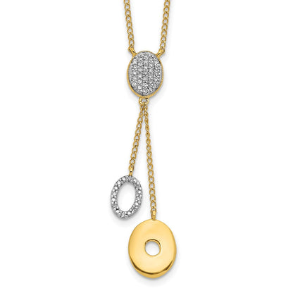 14K Gelbgold Echt Diamant Kreise 18 Zoll Hängend Halskette