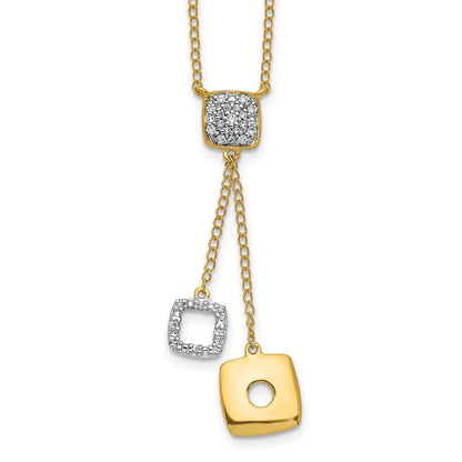 14K Gelbgold Echt Diamant Kreise 18 Zoll Hängend Halskette