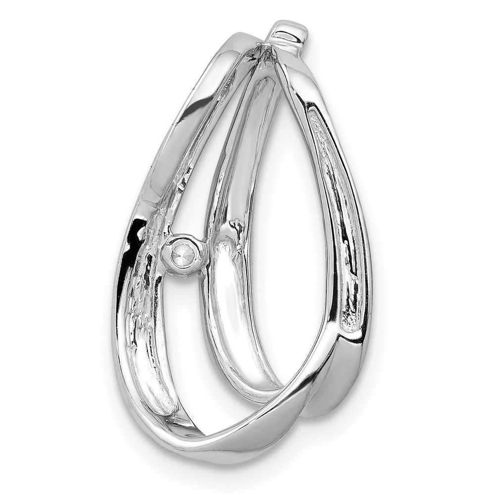 14K Weißgold 1/20ct. Echt Diamant Doppelt Tropfen Anhänger