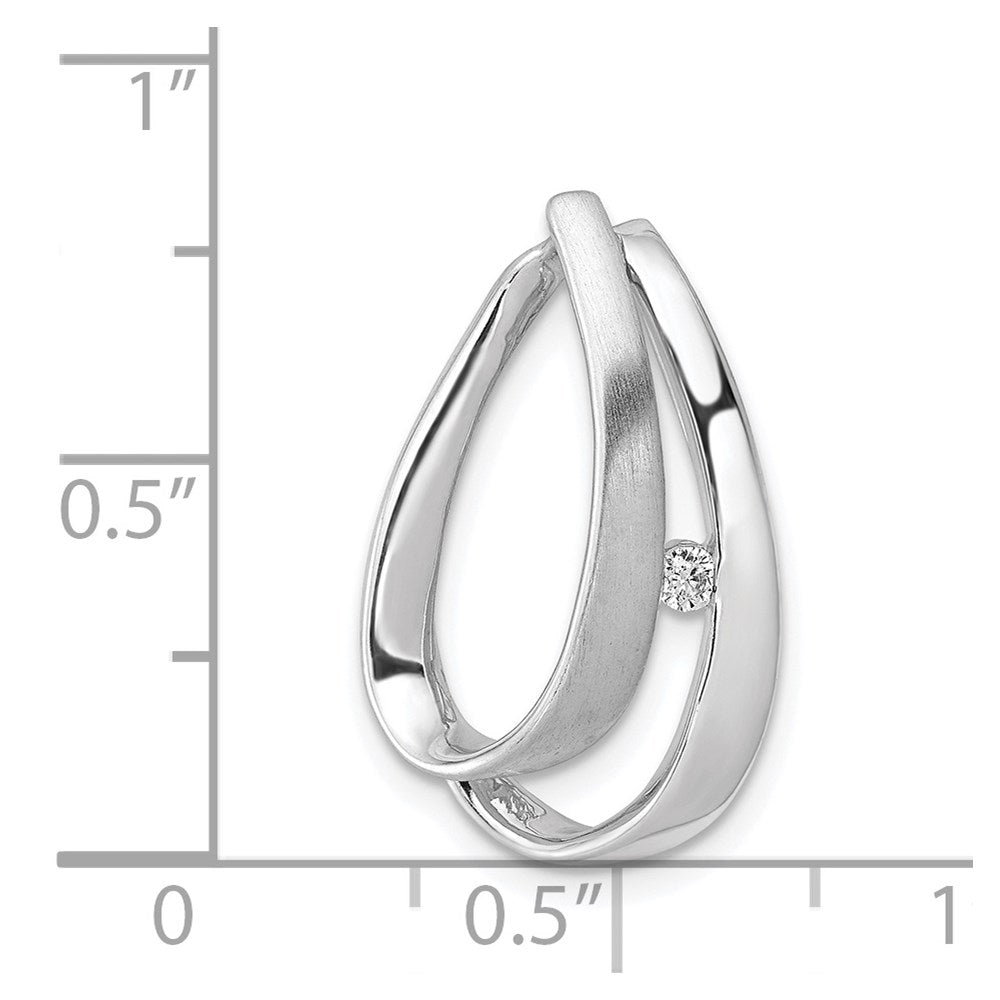 14K Weißgold 1/20ct. Echt Diamant Doppelt Tropfen Anhänger