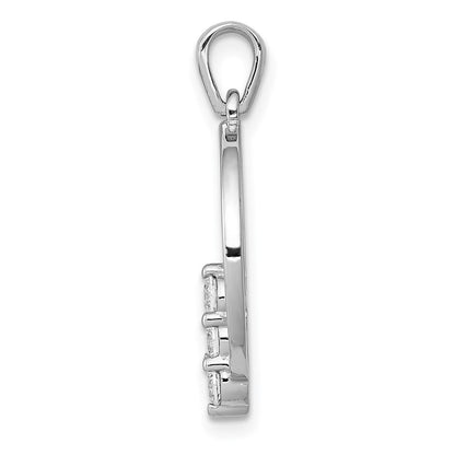 14K Weißgold 2,7 mm Echter Diamant Dreistein-Kreis-Anhänger