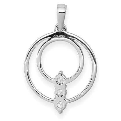 14K Weißgold 2,7 mm Echter Diamant Dreistein-Kreis-Anhänger