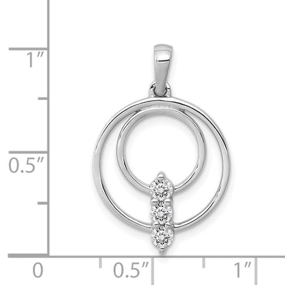 14K Weißgold 2,7 mm Echter Diamant Dreistein-Kreis-Anhänger