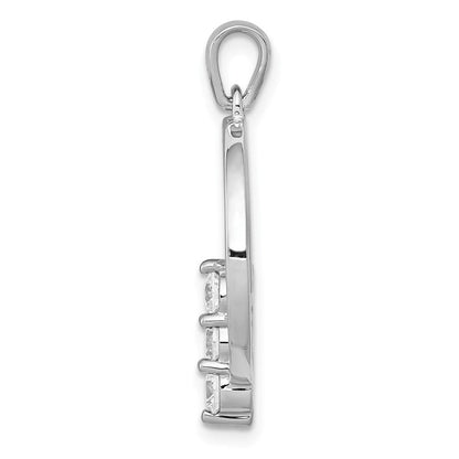 14K Weißgold 3,2 mm Diamant-Dreisteine-Kreis-Anhänger