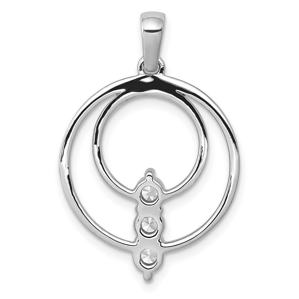 14K Weißgold 3,2 mm Diamant-Dreisteine-Kreis-Anhänger