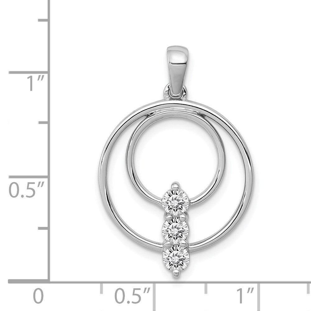 14K Weißgold 3,2 mm Diamant-Dreisteine-Kreis-Anhänger