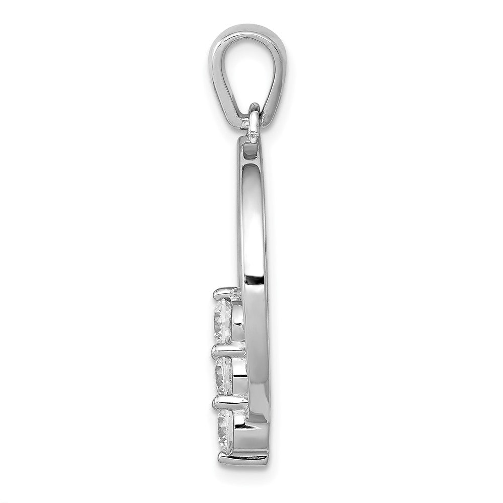 14K Weißgold 3,8 mm Echter Diamant Drei-Stein-Kreis-Anhänger