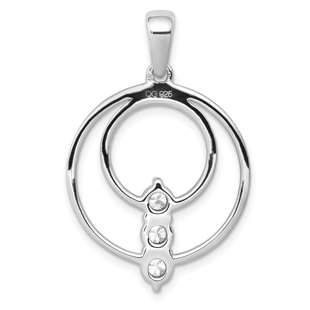 14K Weißgold 3,8 mm Echter Diamant Drei-Stein-Kreis-Anhänger