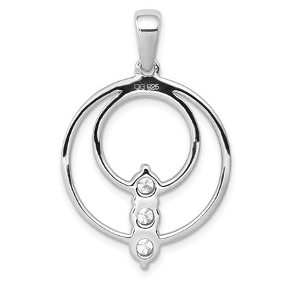 14K Weißgold 3,8 mm Echter Diamant Drei-Stein-Kreis-Anhänger
