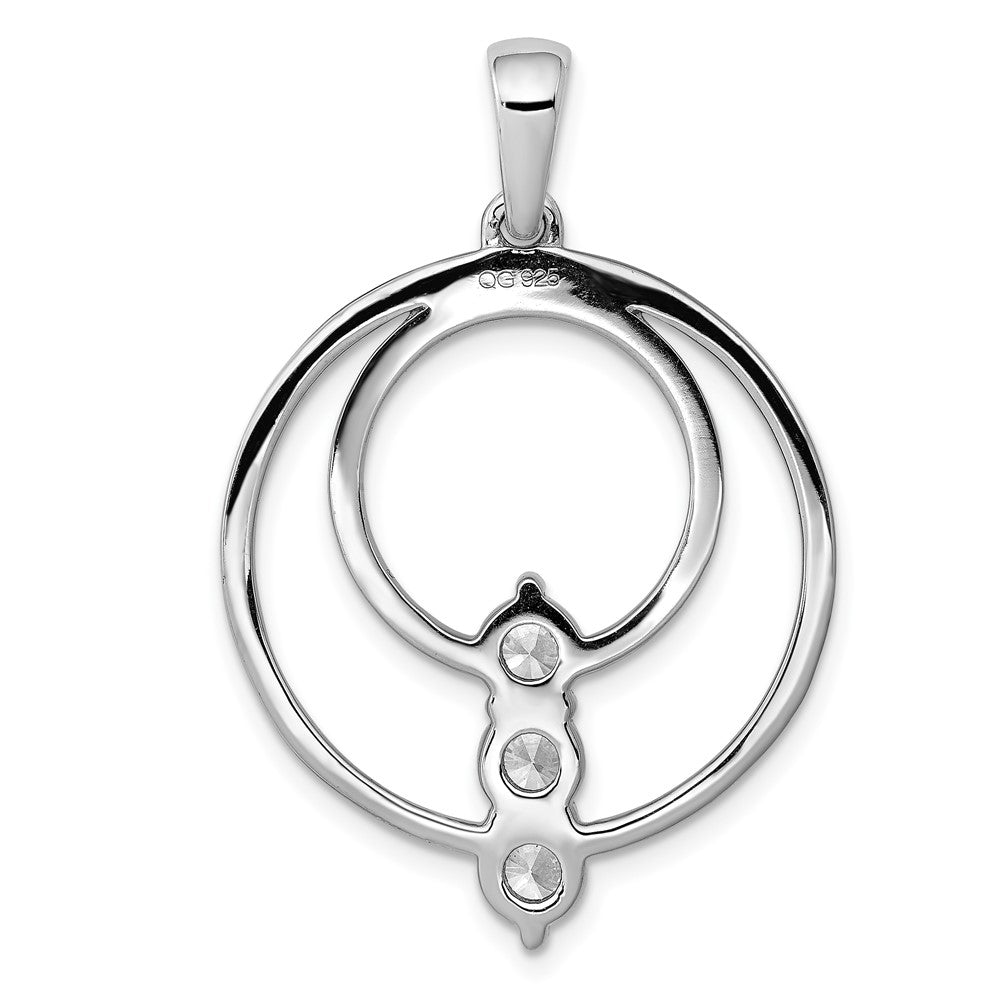 14K Weißgold 4,3mm Echter Diamant Drei-Steine-Kreis-Anhänger