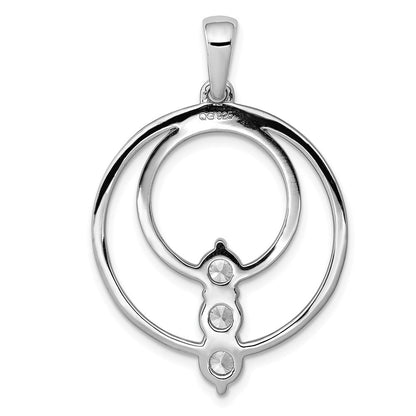 14K Weißgold 4,3mm Echter Diamant Drei-Steine-Kreis-Anhänger