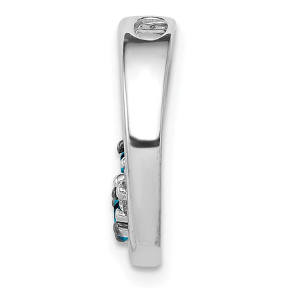 14 K Weißgold Kreis-Gleitanhänger mit 0,33 ct. echten blauen/weißen Diamanten