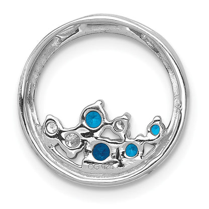 14 K Weißgold Kreis-Gleitanhänger mit 0,33 ct. echten blauen/weißen Diamanten
