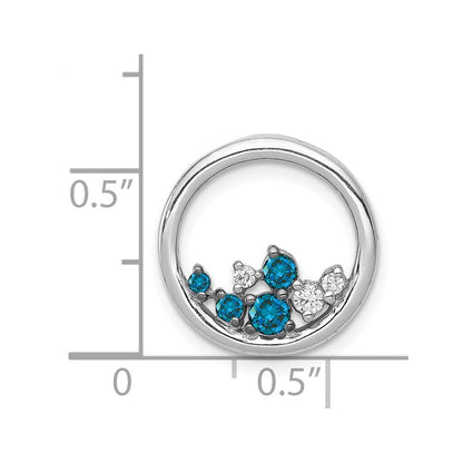 14 K Weißgold Kreis-Gleitanhänger mit 0,33 ct. echten blauen/weißen Diamanten