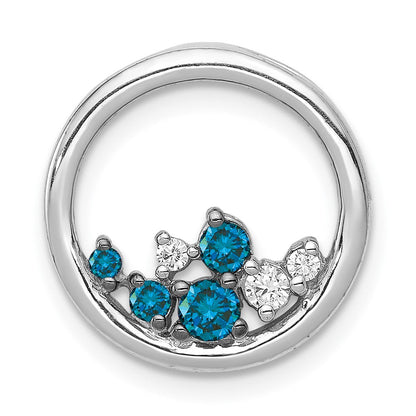 14 K Weißgold Kreis-Gleitanhänger mit 0,33 ct. echten blauen/weißen Diamanten