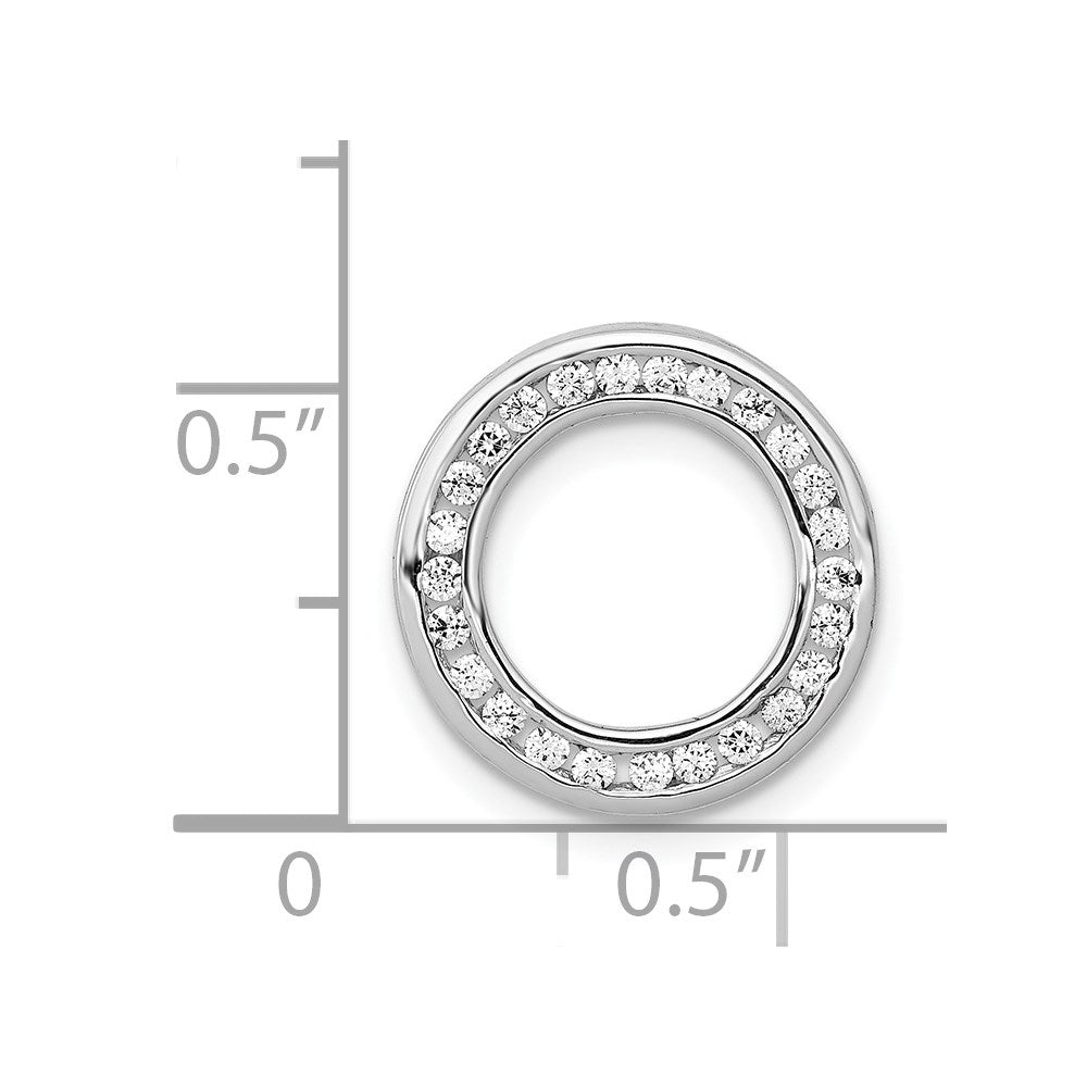14K Weißgold 1/4ct. Echt Diamant Kanalfassung Set Kreis Kette Anhänger
