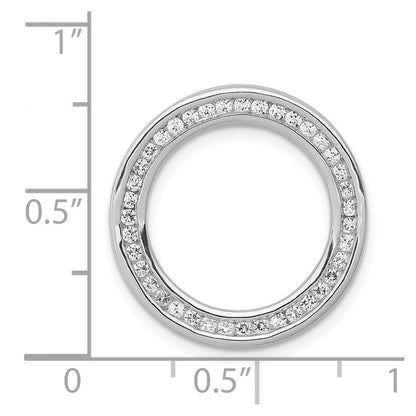 14K Weißgold 3/8ct. Echt Diamant Kanalfassung Set Groß Kreis Kette Anhänger