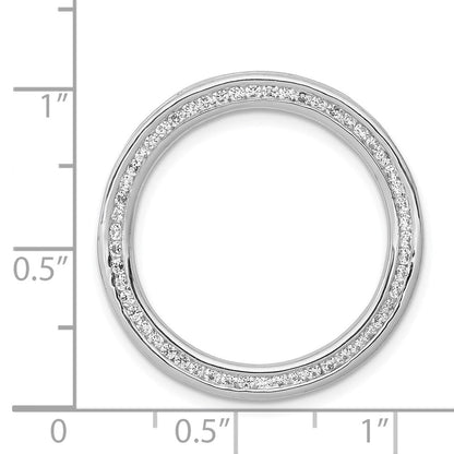 14K Weißgold 1/2ct. Echt Diamant Kanalfassung Set Groß Kreis Kette Anhänger