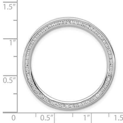 14K Weißgold 5/8ct. Echt Diamant Kanalfassung Set Groß Kreis Kette Anhänger