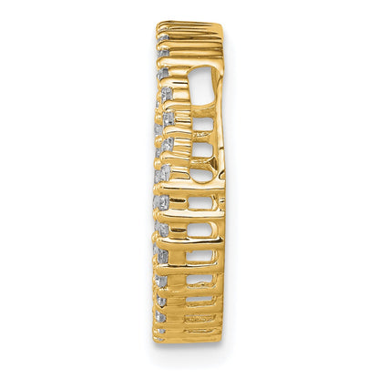 14K Gelbgold Poliert 1/3 Karat Diamant Kreis Kette Anhänger