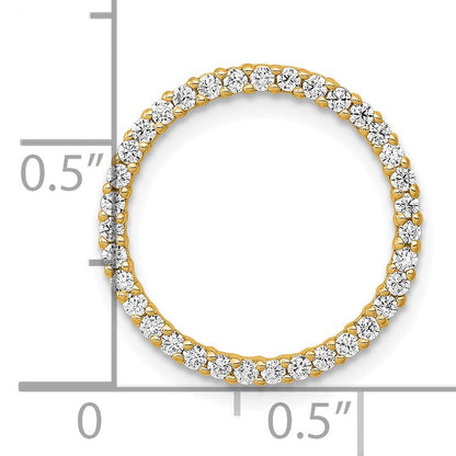 14K Gelbgold Poliert 1/3 Karat Diamant Kreis Kette Anhänger