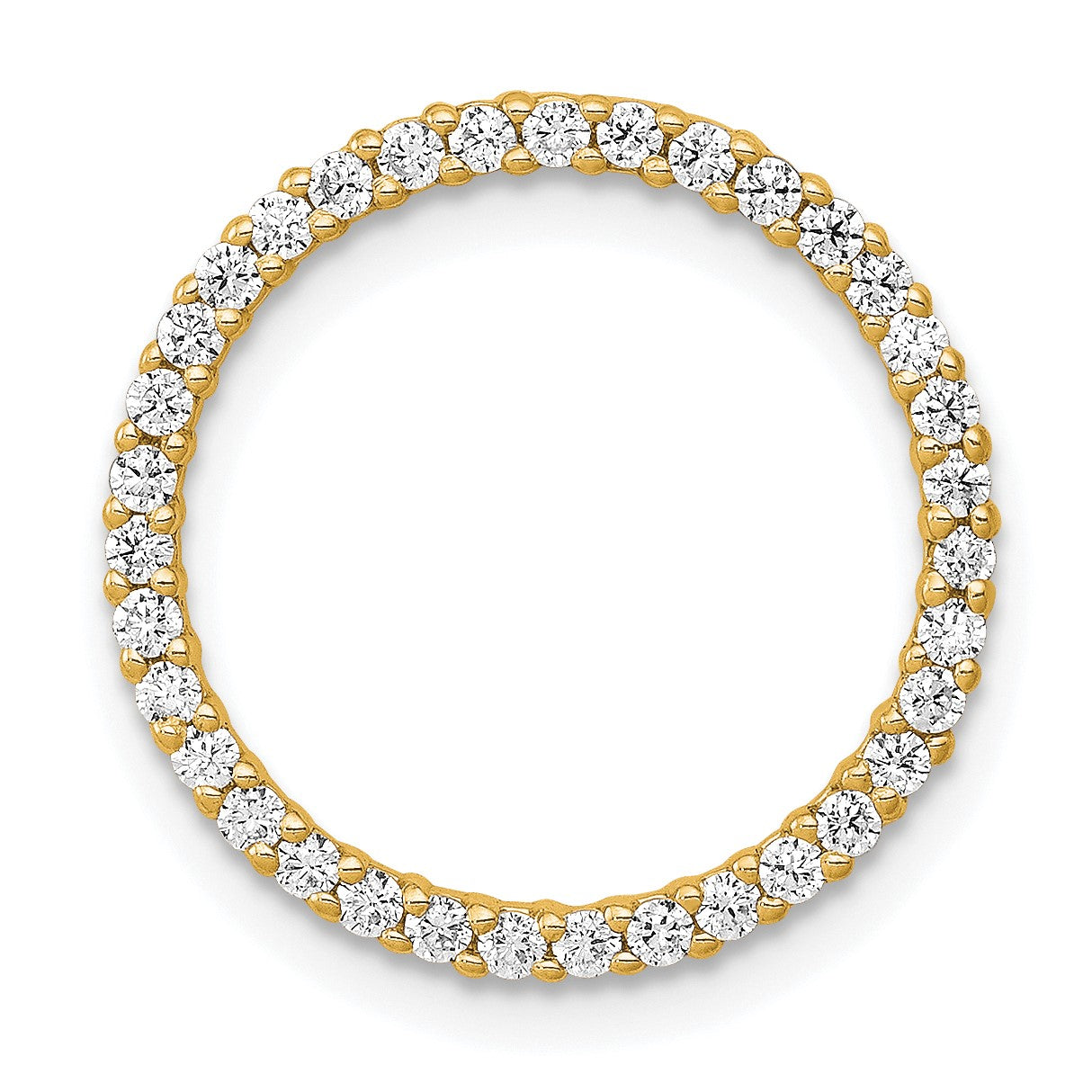 14K Gelbgold Poliert 1/3 Karat Diamant Kreis Kette Anhänger