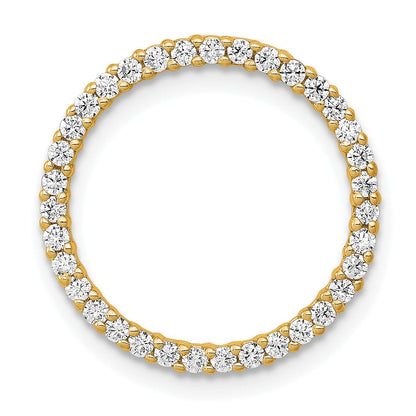 14K Gelbgold Poliert 1/3 Karat Diamant Kreis Kette Anhänger