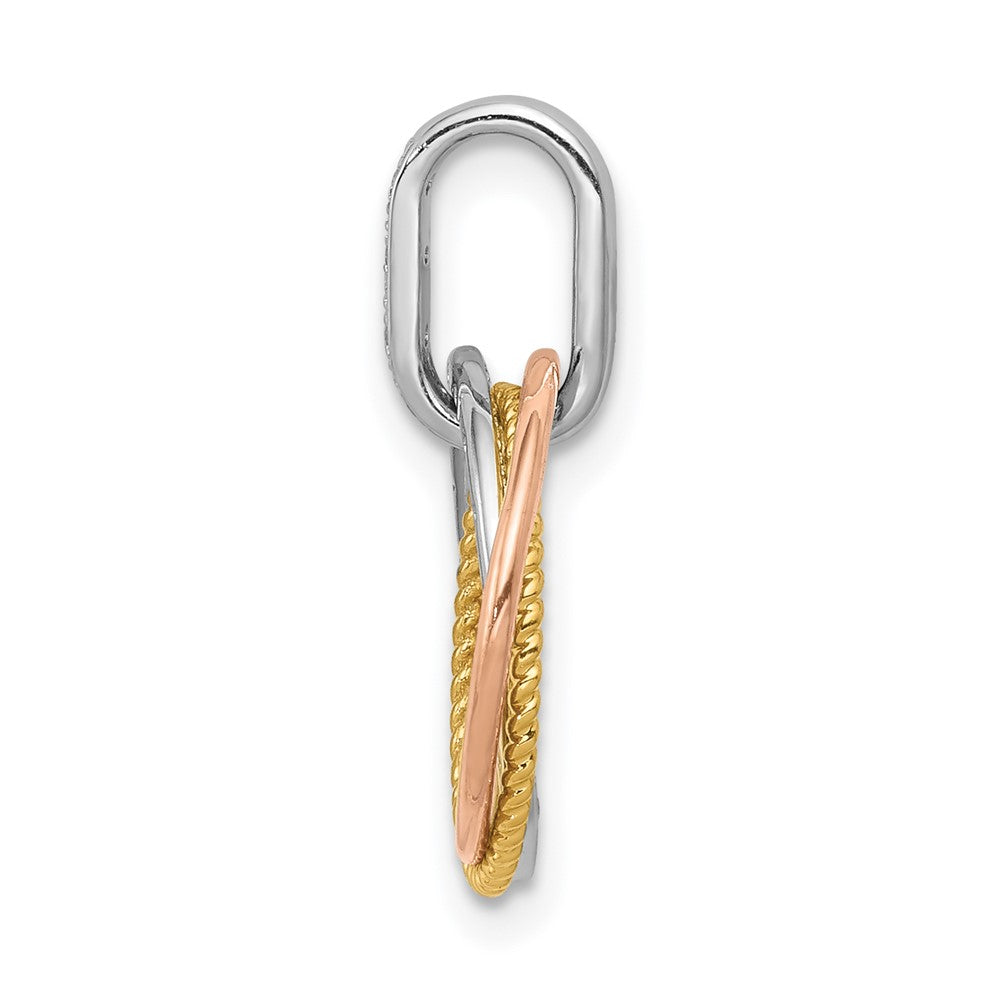 14K Tricolor Gold 0,05 ct. Echtdiamant Beweglicher Kreise-Anhänger