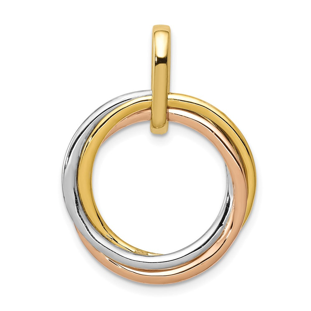14K Dreifarbengold Anhänger mit verschlungenen Kreisen und 0,1 ct. echtem Diamant