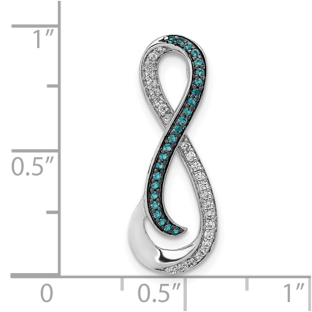 14K Weißgold 14K Weißgold 1/5ct. Diamant/blue Diamant Unendlichkeit Kette Anhänger