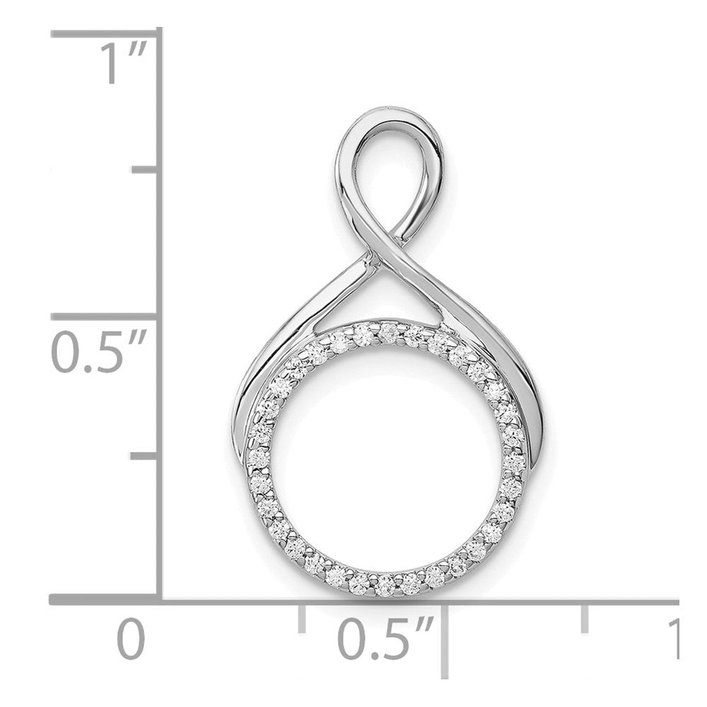 14K Weißgold Gleitanhänger an Kette, Modisches Kreis-Design mit Dangle, 0,10 ct. im Labor gezüchtete Diamanten VS/SI+ G+