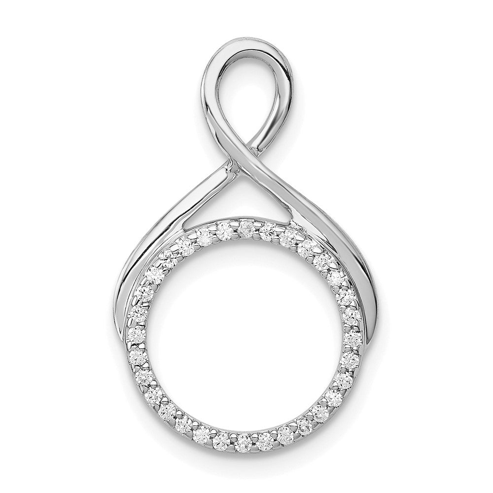 14K Weißgold Gleitanhänger an Kette, Modisches Kreis-Design mit Dangle, 0,10 ct. im Labor gezüchtete Diamanten VS/SI+ G+