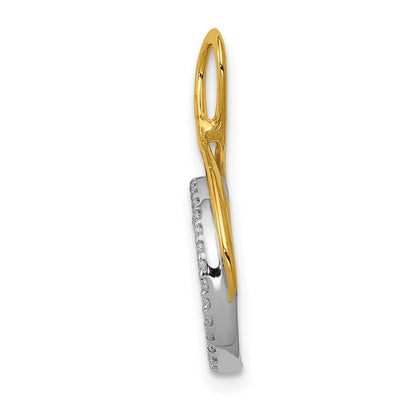 14K Bicolor 0,10 ct. Laborgezüchteter Diamant VS/SI+ G+ Fashion-Kreis-Dangle-Ketten-Gleitanhänger