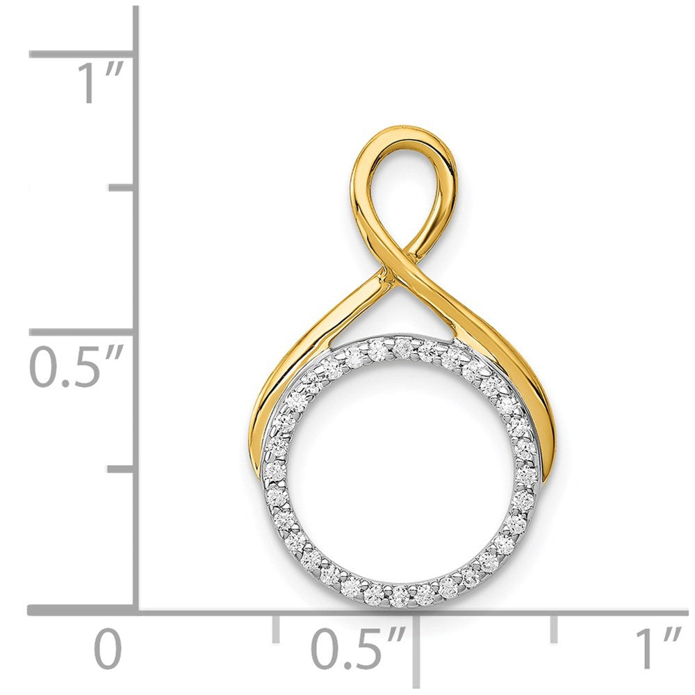 14K Bicolor Gold 1/10ct. Echt Diamant Fantasie Kreis Kette Anhänger