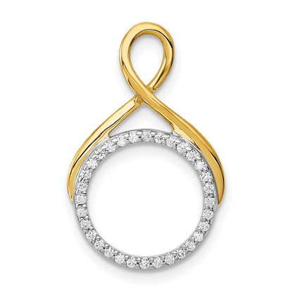 14K Bicolor 0,10 ct. Laborgezüchteter Diamant VS/SI+ G+ Fashion-Kreis-Dangle-Ketten-Gleitanhänger