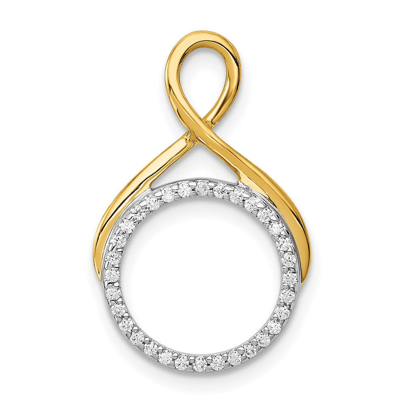14K Bicolor 0,10 ct. Laborgezüchteter Diamant VS/SI+ G+ Fashion-Kreis-Dangle-Ketten-Gleitanhänger