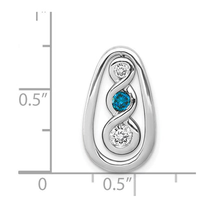 14K Weißgold 1/3ct. Blau/white Echt Diamant Gedreht Tropfen Kette Anhänger